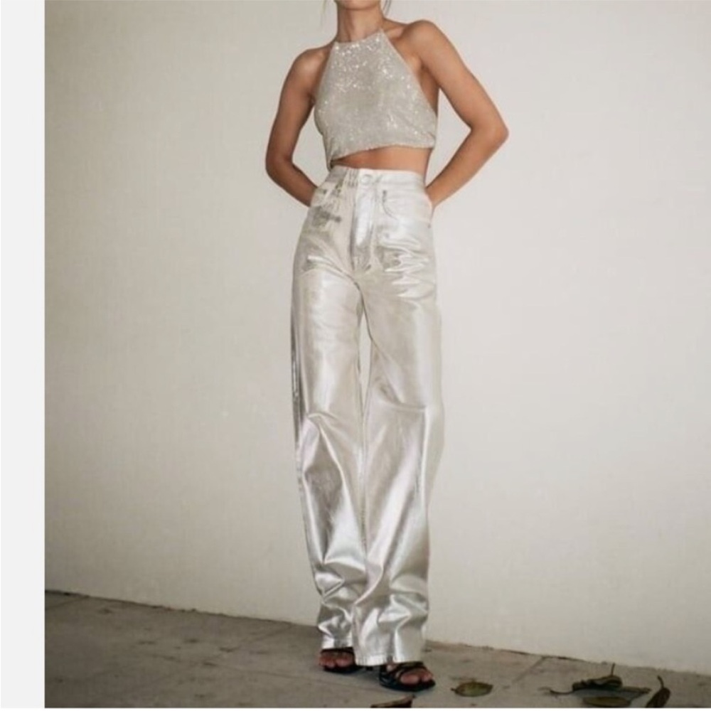 Zara woman’s sliver The Boy Boy Fit high rise jeans